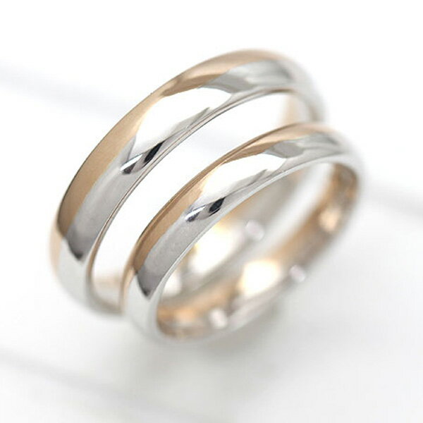 【ブラックフライデー☆最大2,000円クーポンあり】 結婚指輪 ペアリング プラチナ PT900 K18PG ピンクゴールド コンビ 甲丸リング ホワイトデー ...