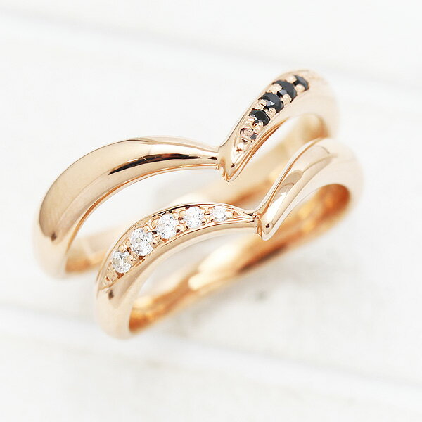 結婚指輪 ペアリング 2本セット価格K18PG ダイヤモンド 0.07ct ピンクゴールド マリッジリング V字 クリスマス 彼女