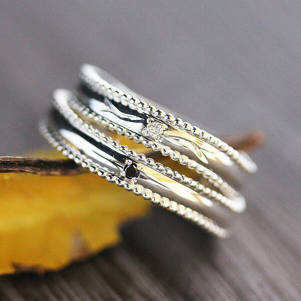 【ブラックフライデー☆最大2,000円クーポンあり】 結婚指輪 ペアリング PT100 (プラチナ10%) ミル打ち 彫刻 ダイヤモンド 0.01ct ブラック...