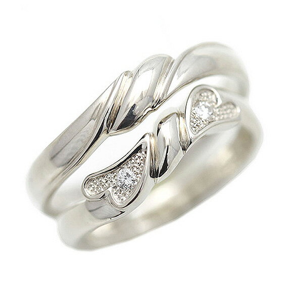 リボン 指輪 結婚指輪 ペアリング PT100 (プラチナ10％) ライン リボン 結び目 ダイヤモンド 0.04ct マリッジリング ホワイトデー 彼女