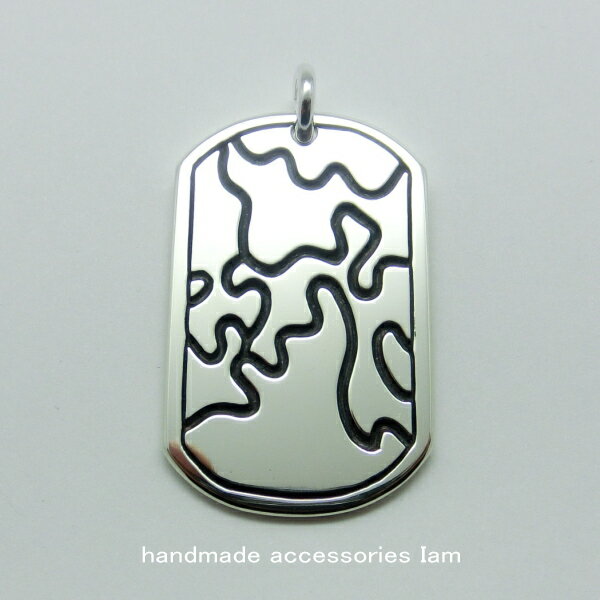 ハンドメイド　カモフラ　IDプレートペンダント　シルバー925