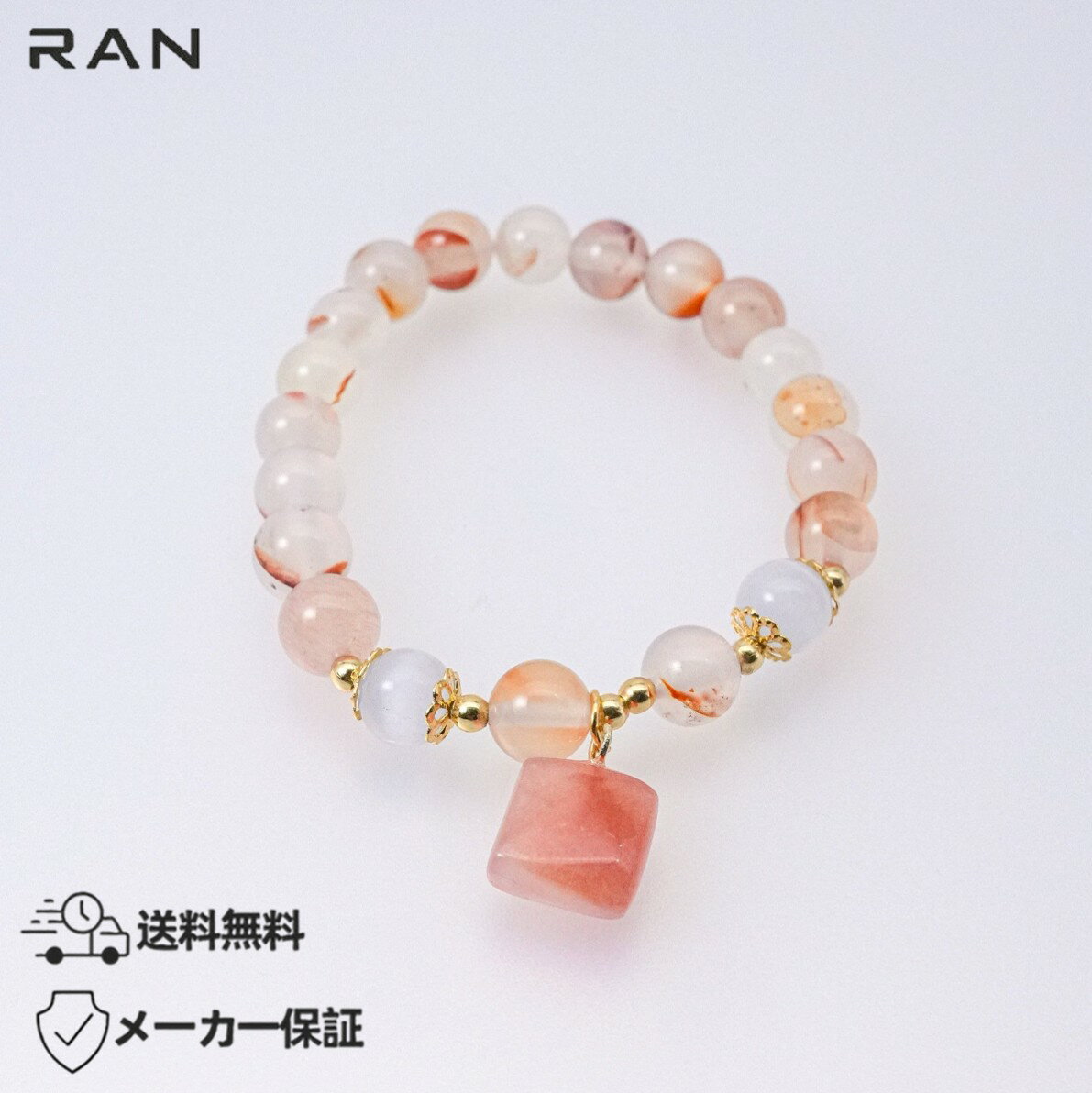 Other - 瑪瑙（アゲート）ブレスレット 内周15.0cm (JR-BR-0012)天然石 自然 数珠 アクセサリ ギフト プレゼント カジュアル レディース 女性用 シンプル お手頃 お試し お値打ち 普段使い おしゃれ パワーストーン バースデー 誕生日 幸運 送料無料 メーカー保証
