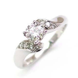 Pt ダイヤモンドデザインリング(婚約指輪・エンゲージリング) メレ 【楽ギフ_包装】【DEAL】 末広 【今だけ代引手数料無料】