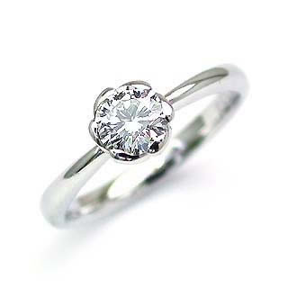フラワー Pt ダイヤモンドデザインリング(婚約指輪・エンゲージリング) ソリティア 一粒 【楽ギフ_包装】 末広 【今だけ代引手数料無料】