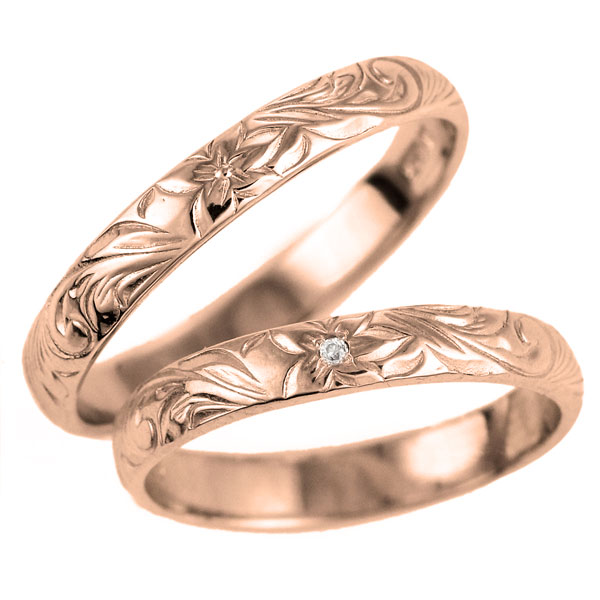結婚指輪 マリッジリング ダイヤモンド リング K18ピンクゴールド 3mm【楽ギフ_包装】 末広 【今だけ代引手数料無料】