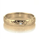 ハワイアンジュエリー 結婚指輪 ペアリング ダイヤモンド 刻印無料 k18 イエローゴールド 18金 幅4mm ペアリング マイレ 指輪 マリッジリング メンズ...