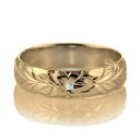 ハワイアンジュエリー 結婚指輪 ペアリング ダイヤモンド 刻印無料 k18 イエローゴールド 18金 幅5mm ペアリング マイレ 指輪 マリッジリング メンズ...