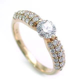 パヴェ K18ダイヤモンドデザインリング(婚約指輪・エンゲージリング) メレ 【楽ギフ_包装】 末広 【今だけ代引手数料無料】