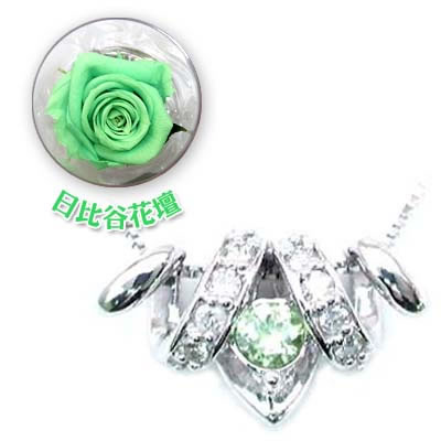 誕生石色バラ付ジュエリー今ならラッピング無料◆( 8月誕生石 ) K18WG ペリドットネックレス（日比谷花壇誕生色バラ付）【SUEHIRO】