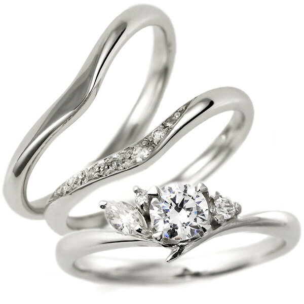 婚約指輪 結婚指輪 セットリング ダイヤモンド プラチナ エンゲージリング マリッジリング ペアリング 重ね付け【楽ギフ_包装】【DEAL】 末広 【今だけ代引...