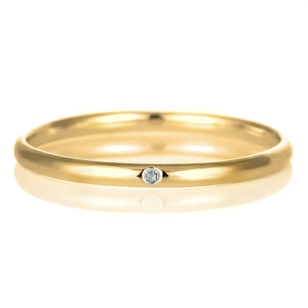 結婚指輪 マリッジリング 18金 ゴールド 甲丸 天然石 アクアマリン【楽ギフ_包装】 末広 【今だけ代引手数料無料】