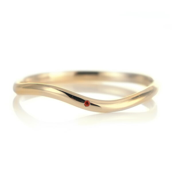 結婚指輪 マリッジリング 18金 ゴールド 甲丸 ウエーブ 天然石 ガーネット【楽ギフ_包装】 末広 【今だけ代引手数料無料】