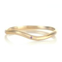 結婚指輪 マリッジリング 18金 ゴールド つや消し マット 甲丸 ウエーブ 天然石 アメジスト【楽ギフ_包装】 末広 【今だけ代引手数料無料】