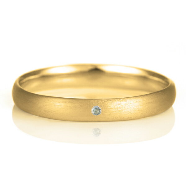 結婚指輪 マリッジリング 18金 ゴールド つや消し マット 甲丸 天然石 アクアマリン【楽ギフ_包装】 末広 【今だけ代引手数料無料】