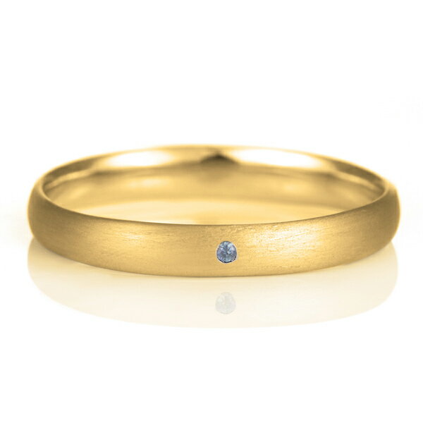 結婚指輪 マリッジリング 18金 ゴールド つや消し マット 甲丸 天然石 サファイア【楽ギフ_包装】 末広 【今だけ代引手数料無料】