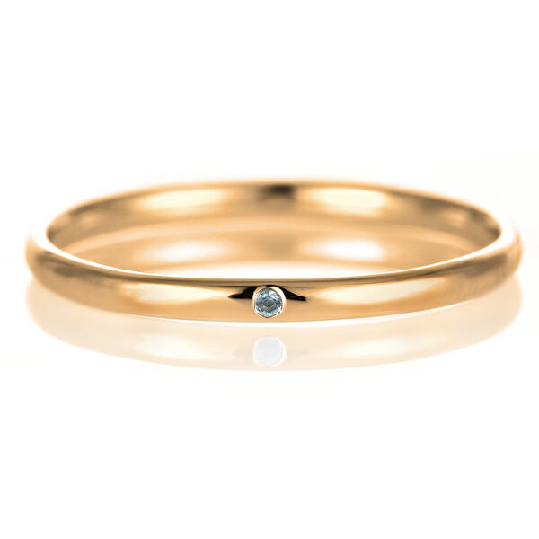 結婚指輪 マリッジリング 18金 ピンクゴールド 甲丸 天然石 ブルートパーズ【楽ギフ_包装】 末広 【今だけ代引手数料無料】