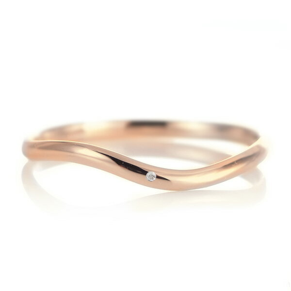 結婚指輪 マリッジリング 18金 ピンクゴールド 甲丸 ウエーブ 天然石 ムーンストーン【楽ギフ_包装】 末広 【今だけ代引手数料無料】