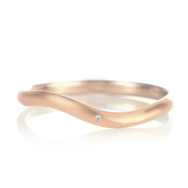 結婚指輪 マリッジリング 18金 ピンクゴールド つや消し マット 甲丸 ウエーブ 天然石 ムーンストーン【楽ギフ_包装】 末広 【今だけ代引手数料無料】