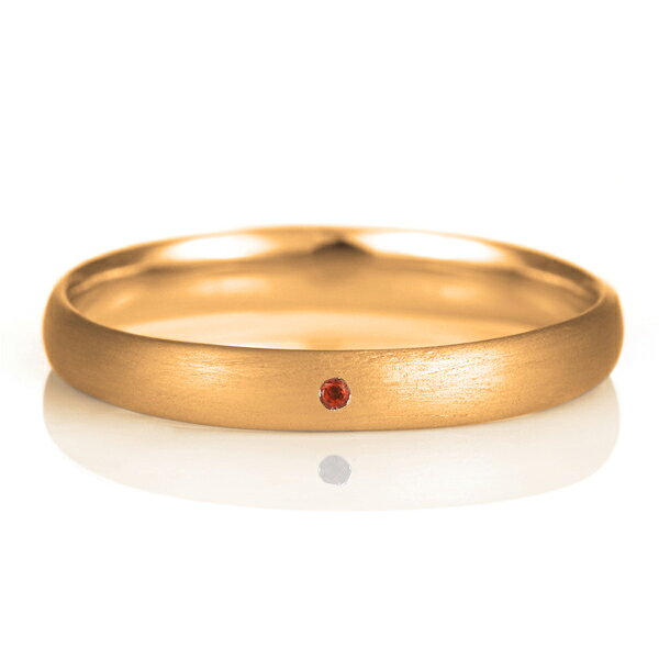 結婚指輪 マリッジリング 18金 ピンクゴールド つや消し マット 甲丸 天然石 ガーネット【楽ギフ_包装】 末広 【今だけ代引手数料無料】