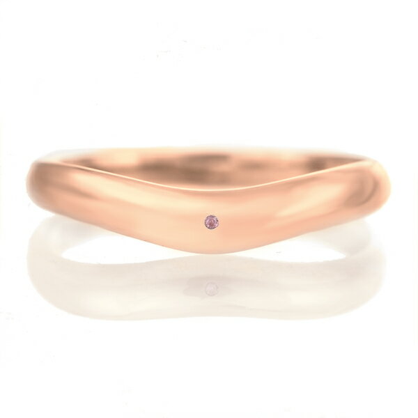 結婚指輪 マリッジリング 18金 ピンクゴールド 甲丸 V字 天然石 ピンクトルマリン【楽ギフ_包装】 末広 【今だけ代引手数料無料】