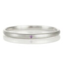 結婚指輪 マリッジリング プラチナ つや消し マット 甲丸 天然石 アメジスト【楽ギフ_包装】 末広 【今だけ代引手数料無料】