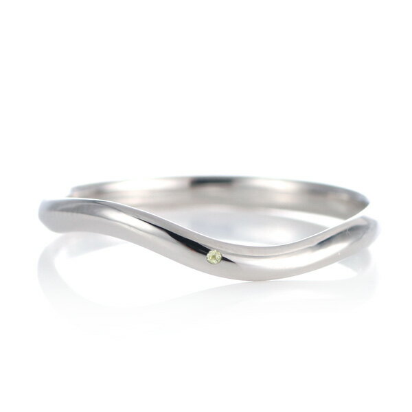 結婚指輪 マリッジリング プラチナ 甲丸 ウエーブ 天然石 ペリドット【楽ギフ_包装】 末広 【今だけ代引手数料無料】