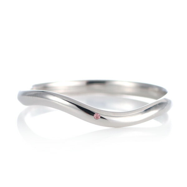 結婚指輪 マリッジリング プラチナ 甲丸 ウエーブ 天然石 ピンクトルマリン【楽ギフ_包装】 末広 【今だけ代引手数料無料】