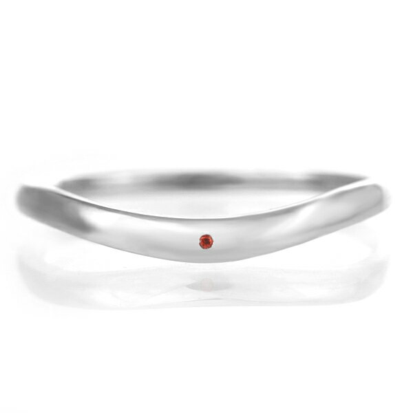 結婚指輪 マリッジリング プラチナ つや消し マット 甲丸 V字 天然石 ガーネット【楽ギフ_包装】 末広 【今だけ代引手数料無料】