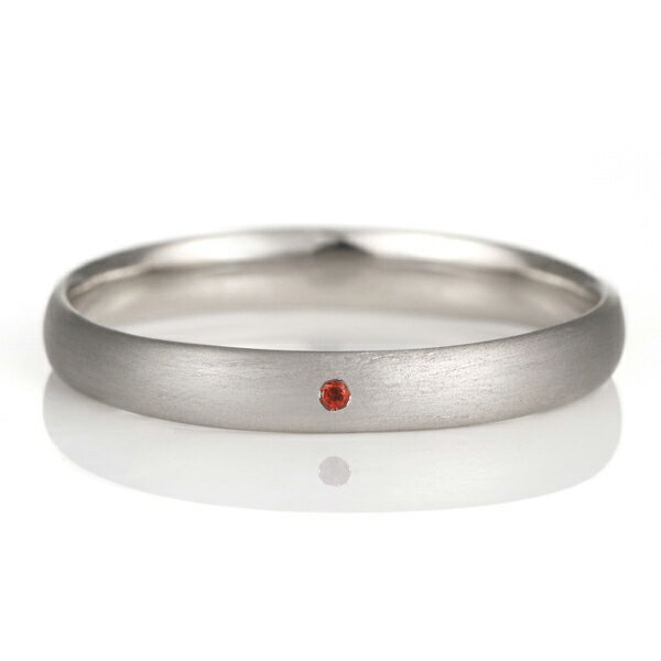 結婚指輪 マリッジリング プラチナ つや消し マット 甲丸 天然石 ガーネット【楽ギフ_包装】 末広 【今だけ代引手数料無料】
