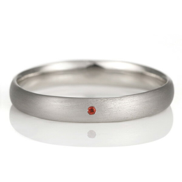 結婚指輪 マリッジリング プラチナ つや消し マット 甲丸 天然石 ガーネット【楽ギフ_包装】 末広 【今だけ代引手数料無料】