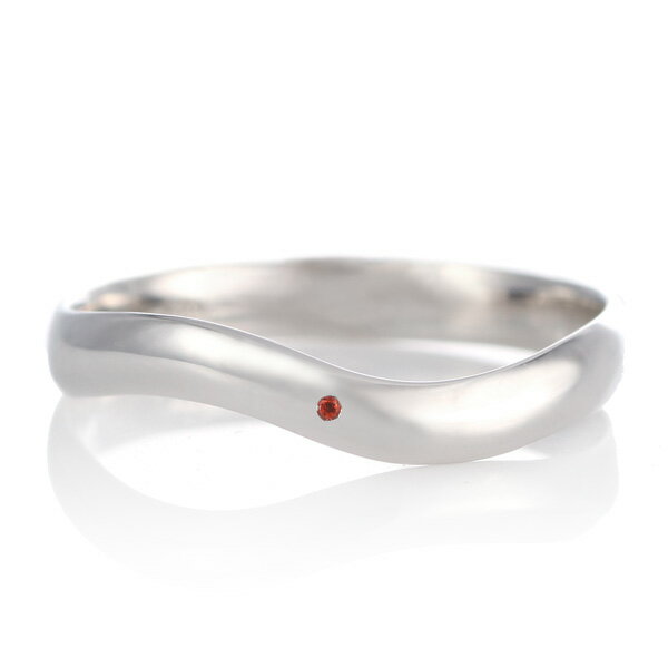 結婚指輪 マリッジリング プラチナ つや消し マット 甲丸 ウエーブ 天然石 ガーネット【楽ギフ_包装】 末広 【今だけ代引手数料無料】