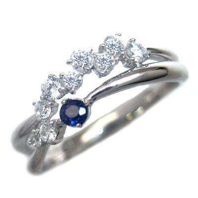 スイート エタニティ ダイヤモンド 10 個 ( 9月誕生石 ) プラチナ サファイア・ダイヤモンドリング 結婚 10周年記念【楽ギフ_包装】【DEAL】 末広 【今だけ代引手数料無料】