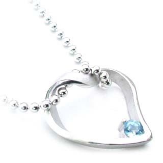 オシャレなハートモチーフペンダント( 11月誕生石 ) SVブルートパーズネックレス（ハートモチー...