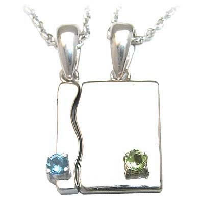 ペリドット ネックレス ( 11月・8月誕生石 ) シルバー ブルートパーズ・ペリドットペアペンダントネックレス【楽ギフ_包装】 末広 【今だけ代引手数料無料】