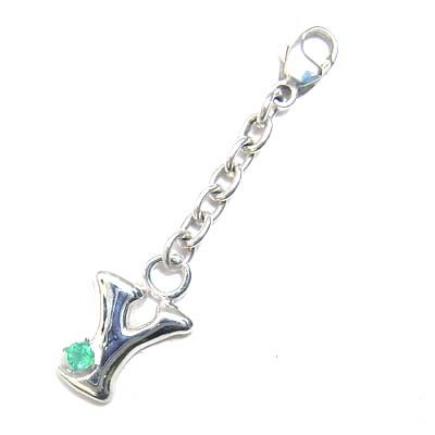 エメラルド チャーム イニシャル 「Y」イニシャルモチーフ( 5月誕生石 ) エメラルドチャームトップ ホルダーCanCam掲載【楽ギフ_包装】 末広 【今だけ代引手数料無料】