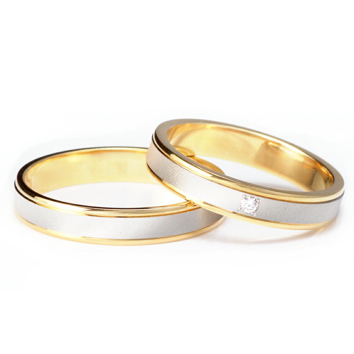 ラッピング無料 結婚指輪 マリッジリング ペアリング ダイヤモンド 2本セット 【楽ギフ_包装】 末広 【今だけ代引手数料無料】
