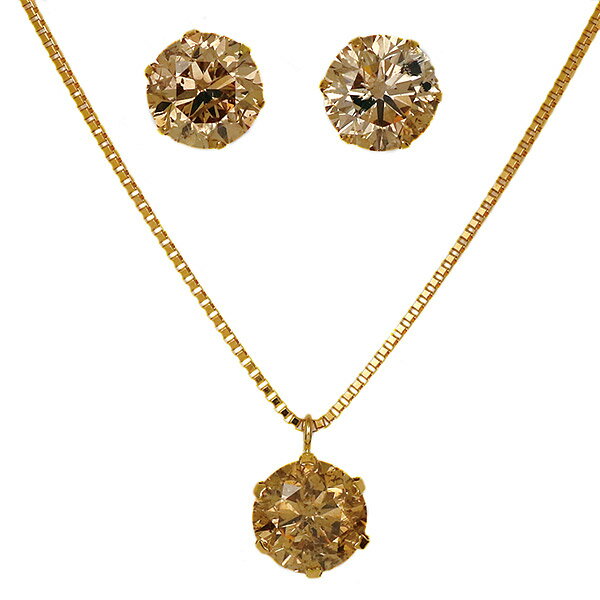 ネックレス ピアス 一粒 ダイヤモンド ネックレス イエローゴールド ダイヤモンドネックレス ダイヤモンド ダイヤ 1カラット 合計3カラット ファンシーカラー【楽ギフ_包装】 末広 【今だけ代引手数料無料】