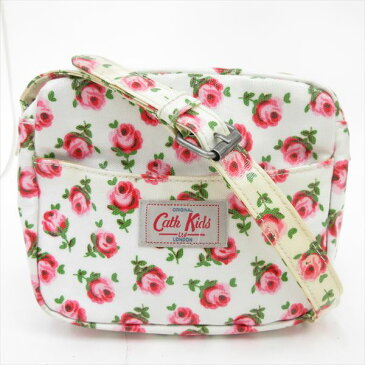 Cath Kidston(キャスキッドソン) 花柄 フラワー ロングショルダーバッグ 斜め掛け 白 ホワイト ビニールコーティング/ 【ブランドバッグ】【中古】nb netshop【2018118】