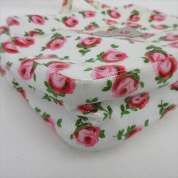 Cath Kidston(キャスキッドソン) 花柄 フラワー ロングショルダーバッグ 斜め掛け 白 ホワイト ビニールコーティング/ 【ブランドバッグ】【中古】nb netshop【2018118】