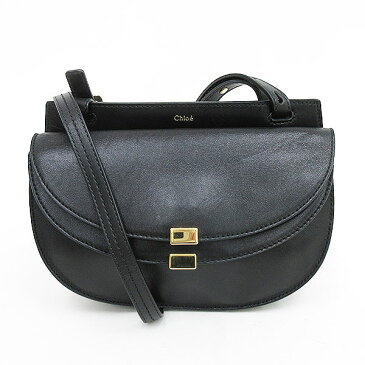 chloe(クロエ) ジョージア ロングショルダーバッグ 斜めがけ 黒 ブラック レザー【ブランドバッグ】 【中古】 netshop【20201229】