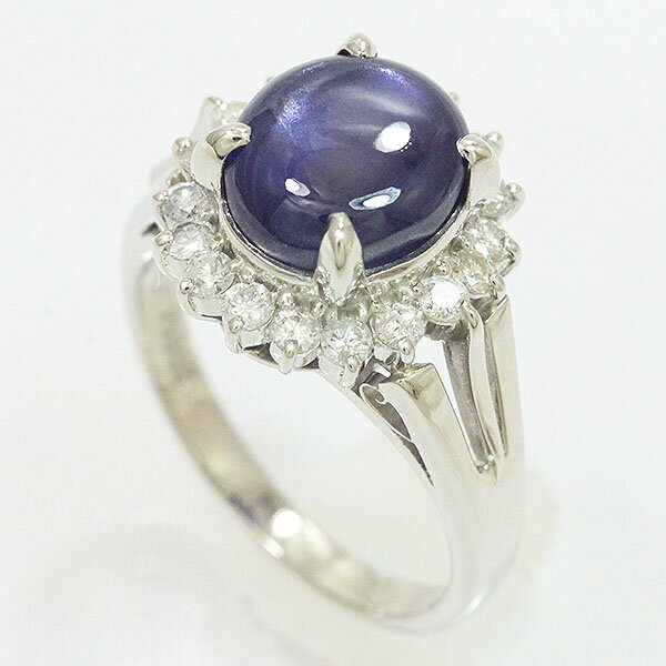 スターサファイア 6.83ct ダイヤモンド 計0.47ct リング 11号/プラチナ(Pt900) 【中古】 ジュエリー【新品仕上げ済み】