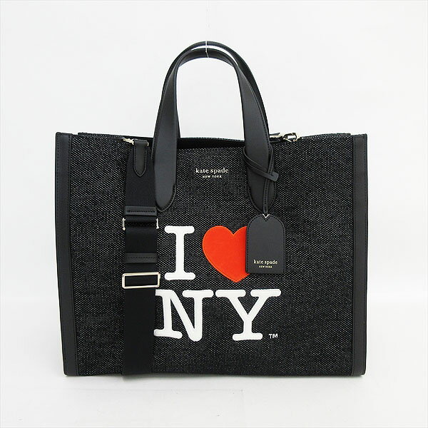 kate spade(ケイトスペード)×アイラブニューヨーク 2WAY/トートバッグ/ロングショルダーバッグ 斜め掛け K4429 黒 ブラック / 【ブランドバッグ】【中古】nb netshopのサムネイル