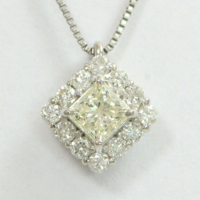 イエローダイヤモンド 0.3ct/ダイヤモンド 計0.2ct ネックレス プラチナ(Pt850/Pt900) 【中古】 ジュエリー 【新品仕上げ済み】 netshop