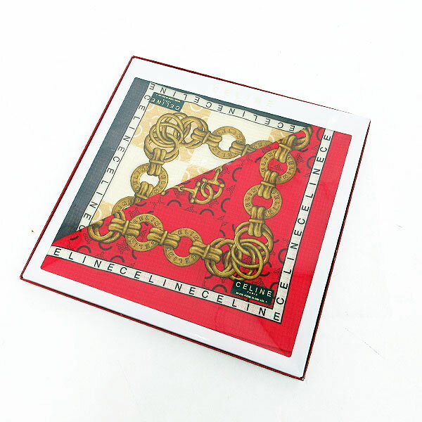 CELINE(セリーヌ) ハンカチ 2枚セット 赤/ベージュ×茶 綿100% 【ブランド小物】 【中古】 netshopのサムネイル