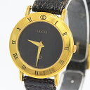 GUCCI(グッチ) 3000L 黒 ブラック文字盤 GP/レザー クォーツ レディース 【中古】 腕時計 netshop