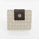BVLGARI(ブルガリ) ロゴマニア 二つ折り財布 ベージュ キャンバス×レザー 【ブランド財布】 【中古】 netshop