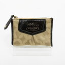 COACH(コーチ) オプアート キーリング付きコインケース ベージュ×茶 ブラウン キャンバス×エナメル 【ブランド小物】 【中古】 netshop