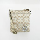 COACH(コーチ) シグネチャー ロングショルダーバッグ 斜め掛け フラワーアップリケ ベージュ キャンバス【ブランドバッグ】 【中古】 netshop【20...
