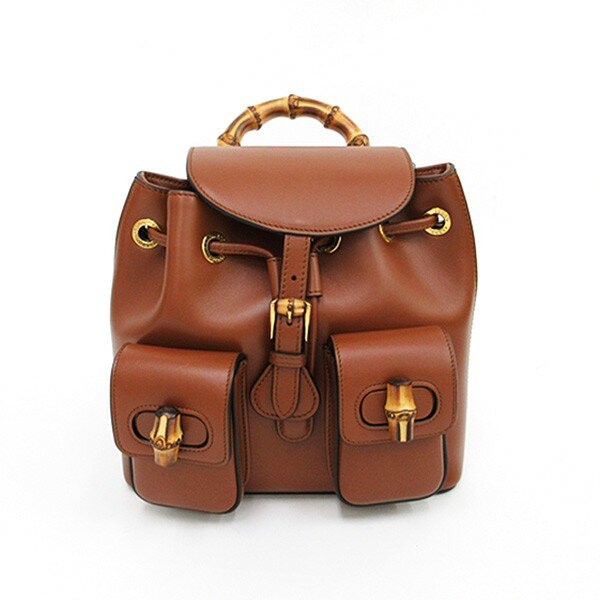 GUCCI(グッチ) バンブー バックパック リュック 702101 茶 ブラウン レザー【ブランドバッグ】 【中古..