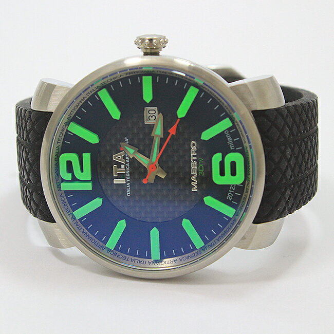 I.T.A.(アイティーエー) マエストロ ref.16.03.04 黒×緑 SS×ラバー クォーツ メンズ 【中古】 腕時計 netshop